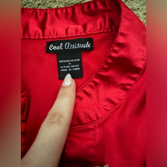 Metalic Red button-up M - Picture 5 of 5